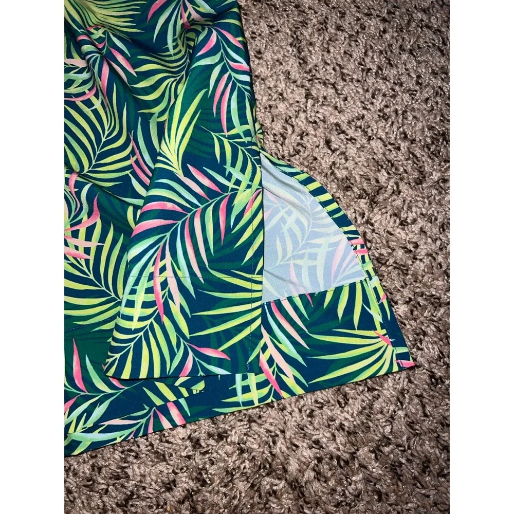 Lands End 365 Tunic Top‎ Womens Baltic Teal Multi Palm size 1X